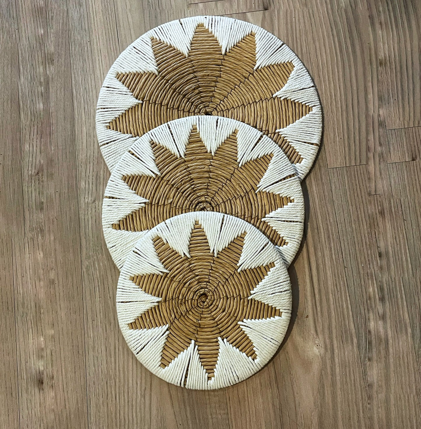 3 Piece Hand Woven Straw Wall Basket Decor Set