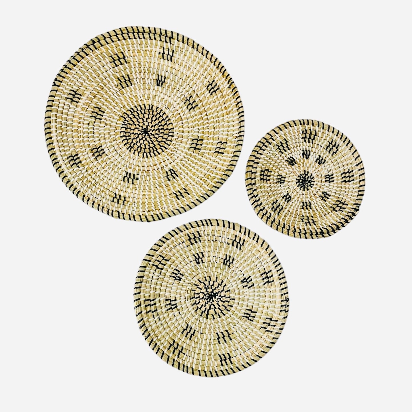 3 Piece Hand Woven Bamboo Seagrass Wall Decor Basket