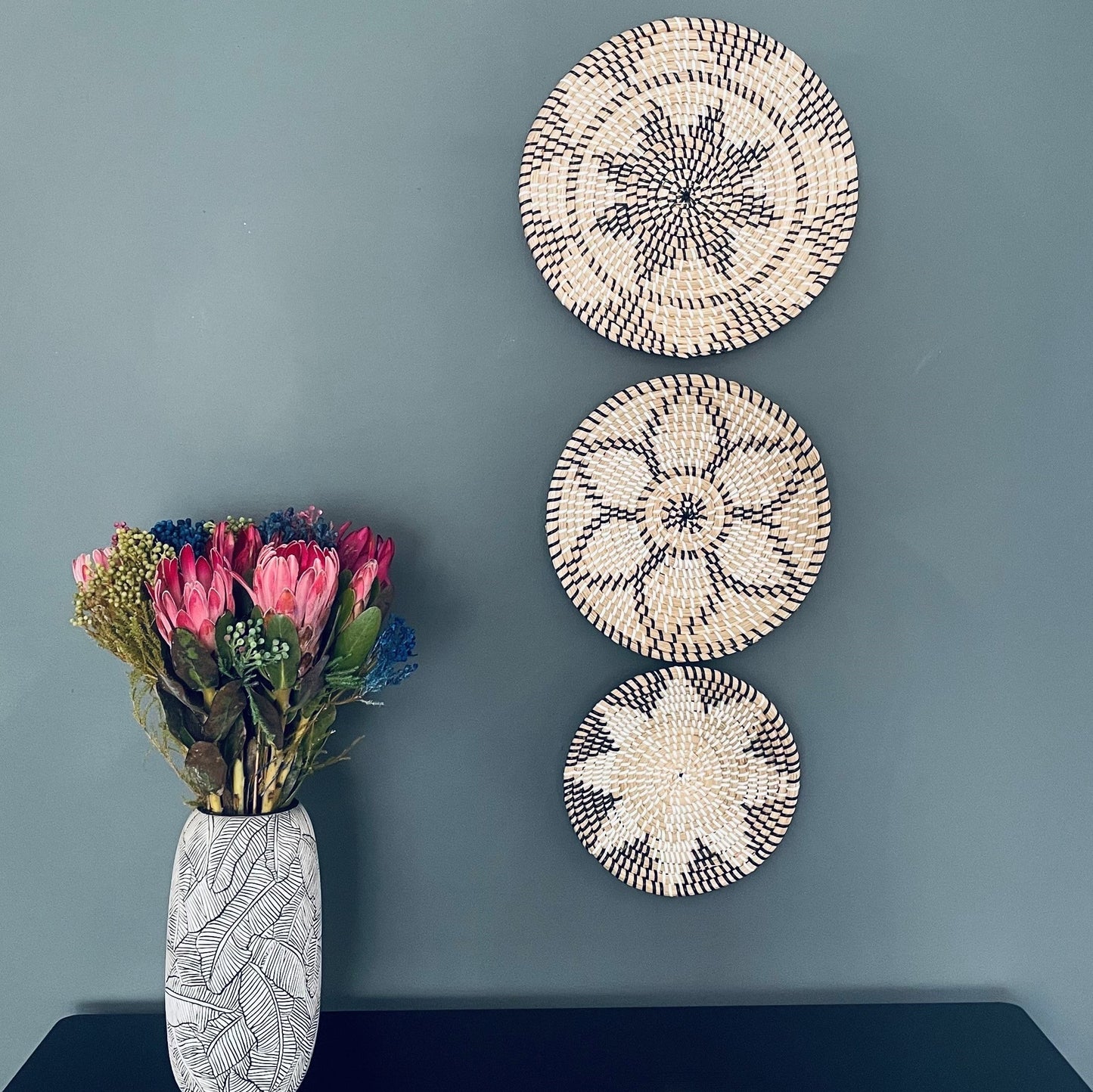 3 Piece Hand Woven Bamboo Seagrass Wall Decor Basket