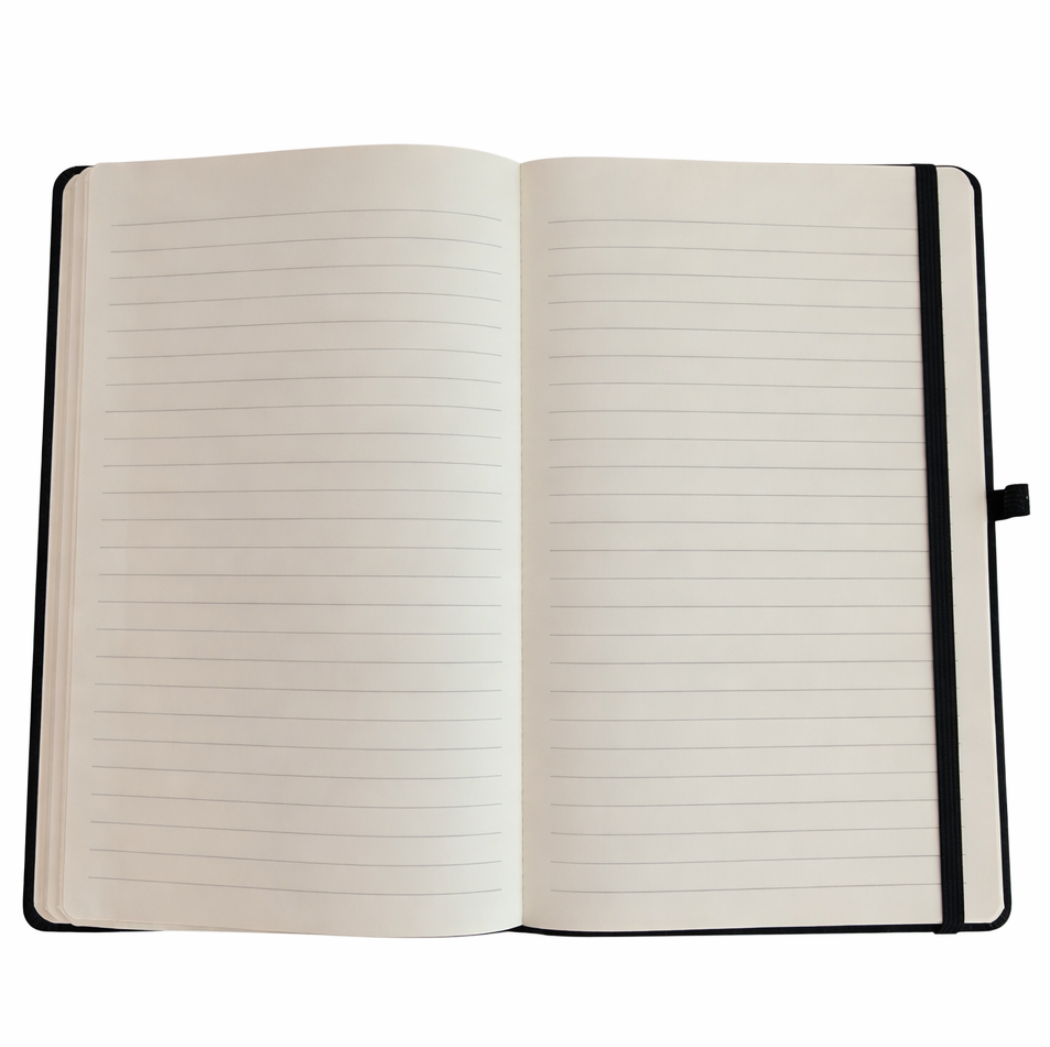 A5 Hardcover Notebooks with Ribbon Bookmarks, Black, Lined Pages, Pack of 5 - Sub Urban Decor