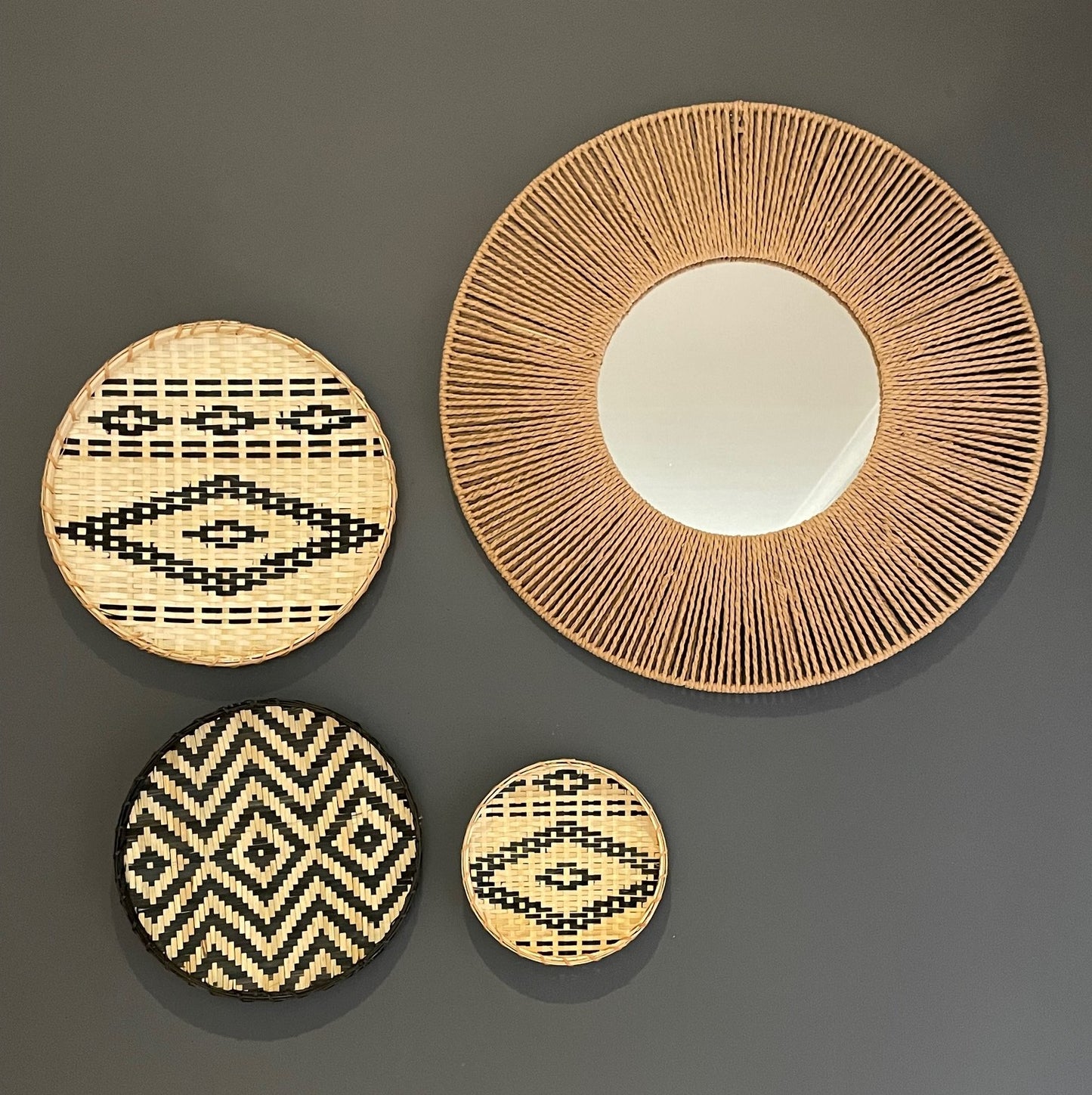 Hand Crafted String Framed Home Decor Mirror - 60cm Diameter