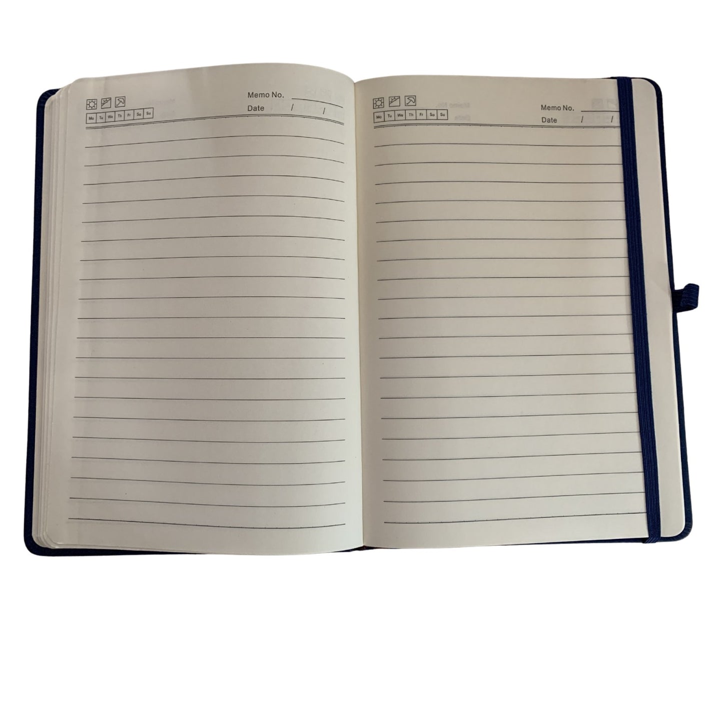 A5 Hardcover Notebooks with Ribbon Bookmarks, Blue, Lined Pages, Pack of 5