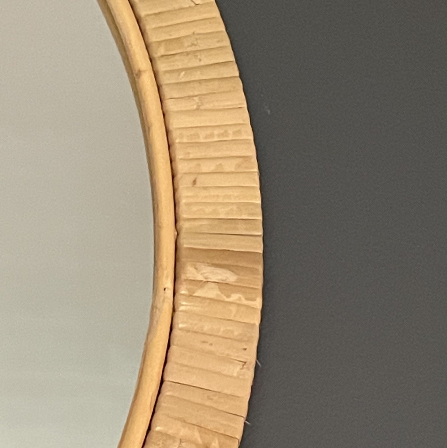 Boho Inspired Rattan Framed Round Mirror - 60cm Diameter