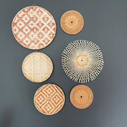 6 Piece Natural Seagrass/Bamboo Wall Basket Set