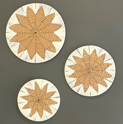 3 Piece Hand Woven Straw Wall Basket Decor Set