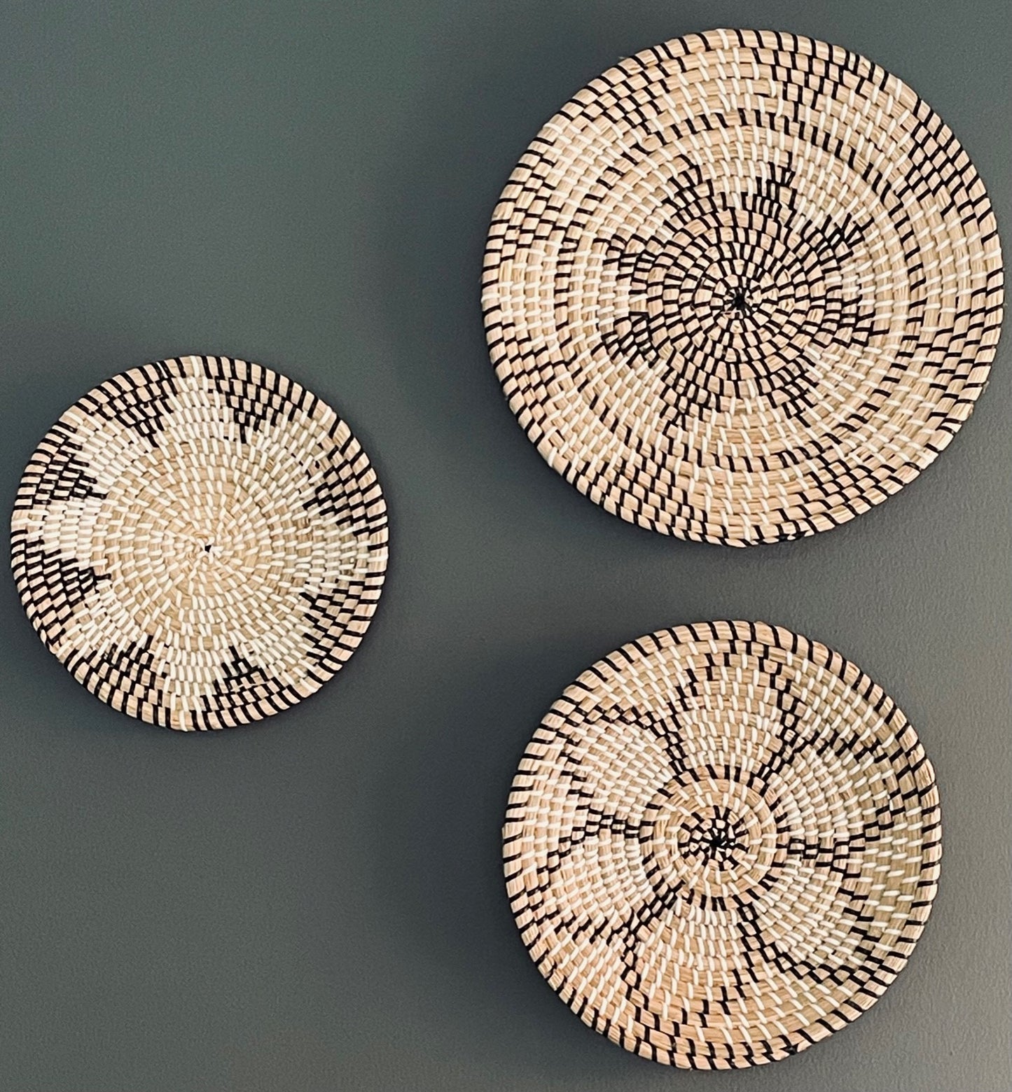 3 Piece Hand Woven Bamboo Seagrass Wall Decor Basket
