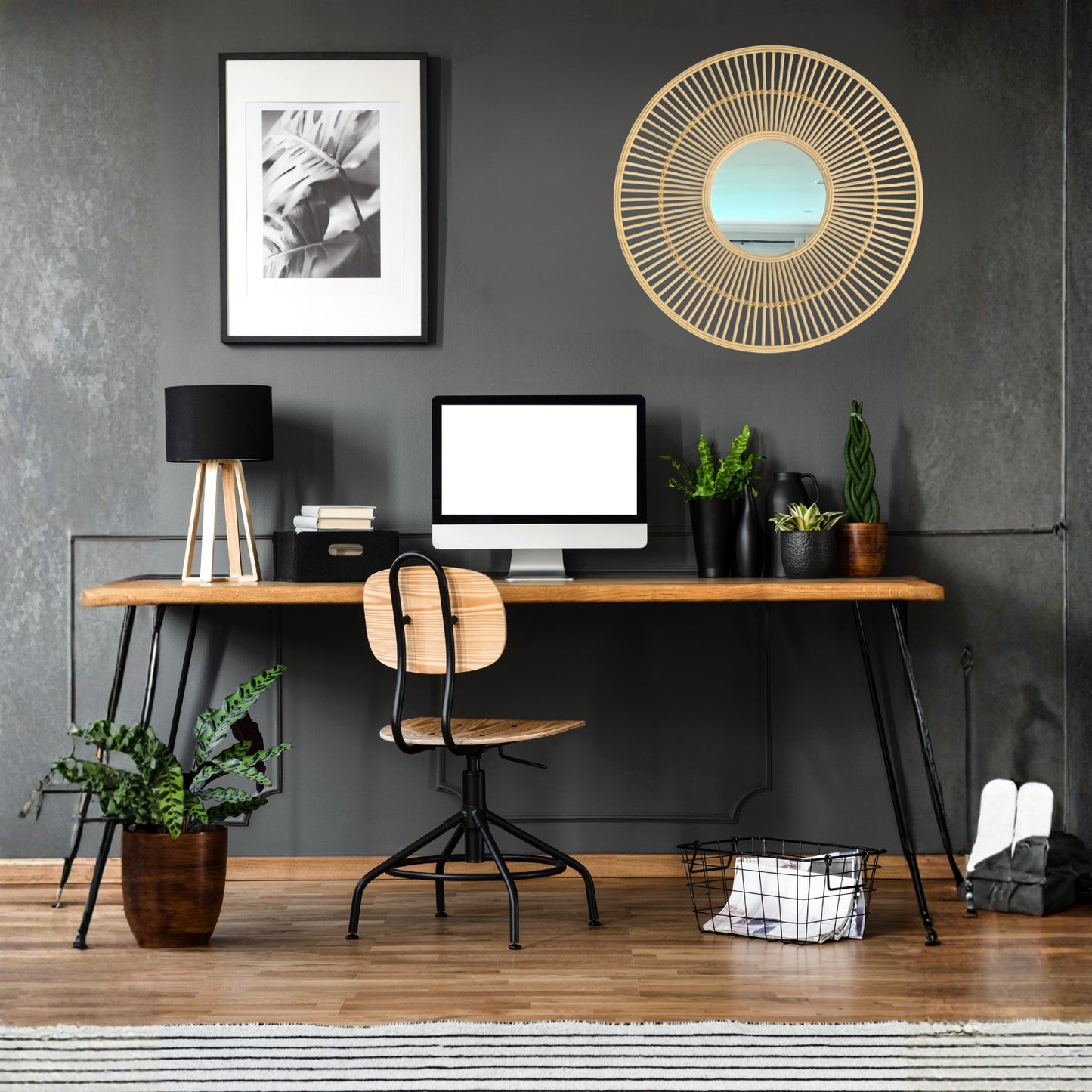 Boho Rattan Mirror - 60cm Diameter