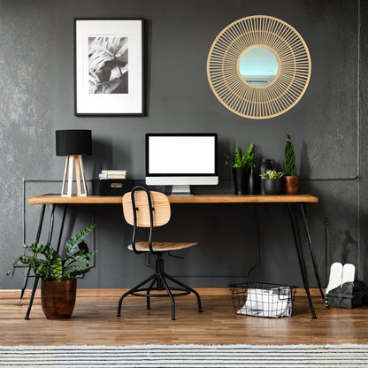 Boho Rattan Mirror - 60cm Diameter