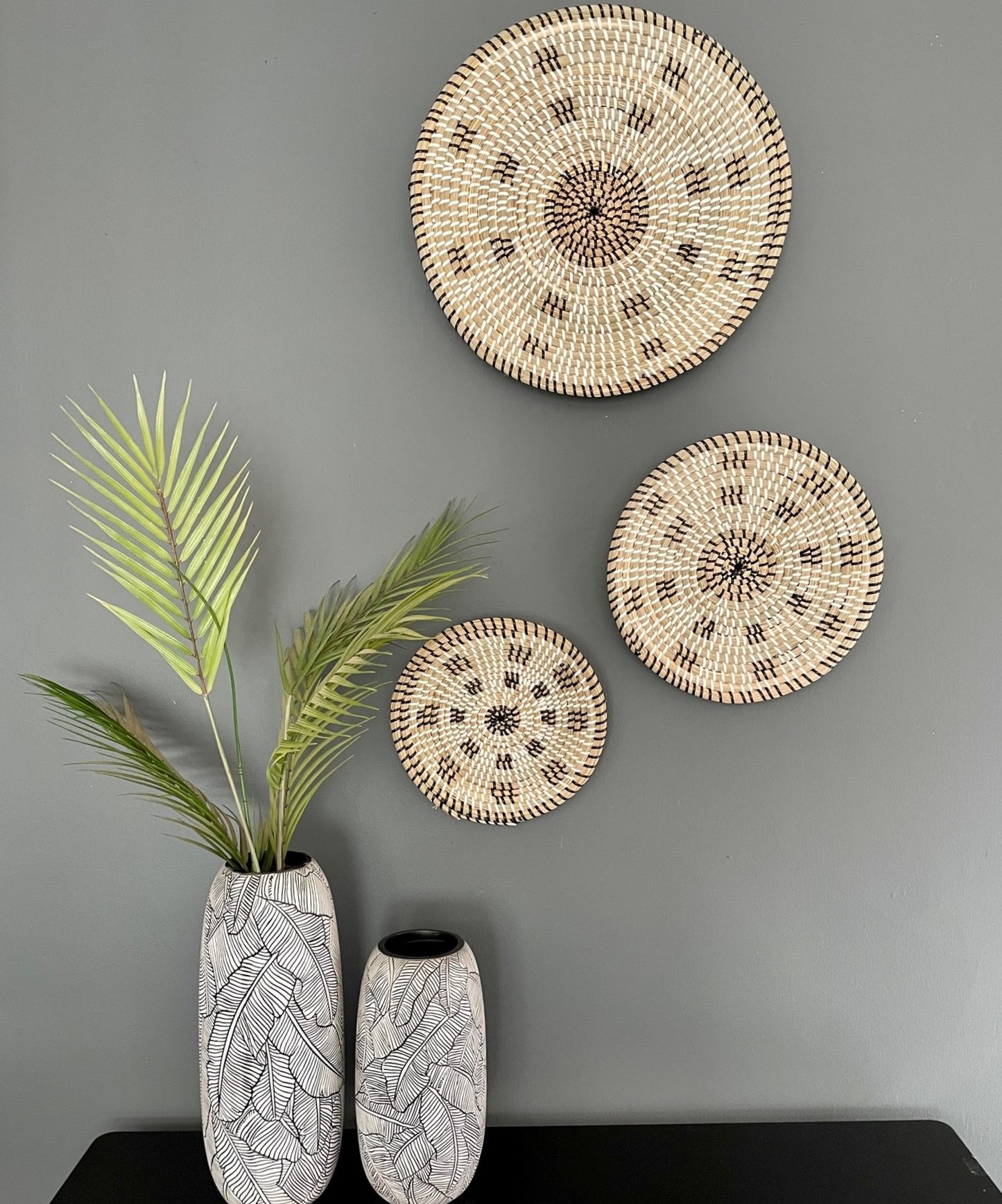 3 Piece Hand Woven Bamboo Seagrass Wall Decor Basket