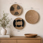 Three Piece Hand Woven Straw Basket Set