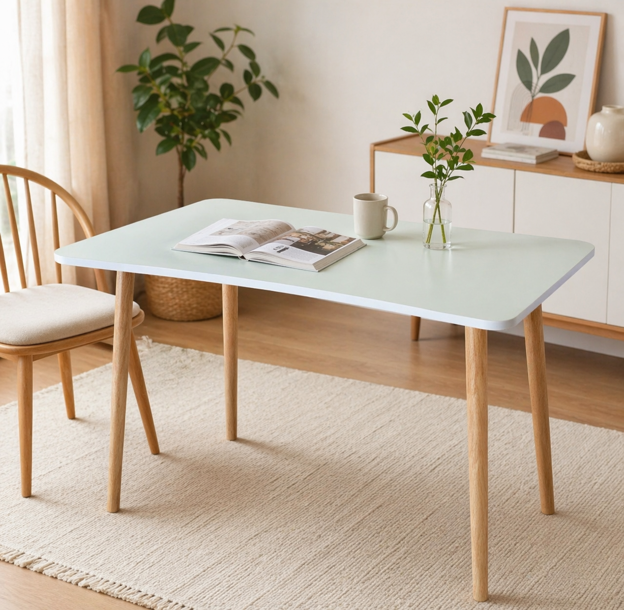 Home Office Student Desk Workstation contrast Top White - Sub Urban Decor