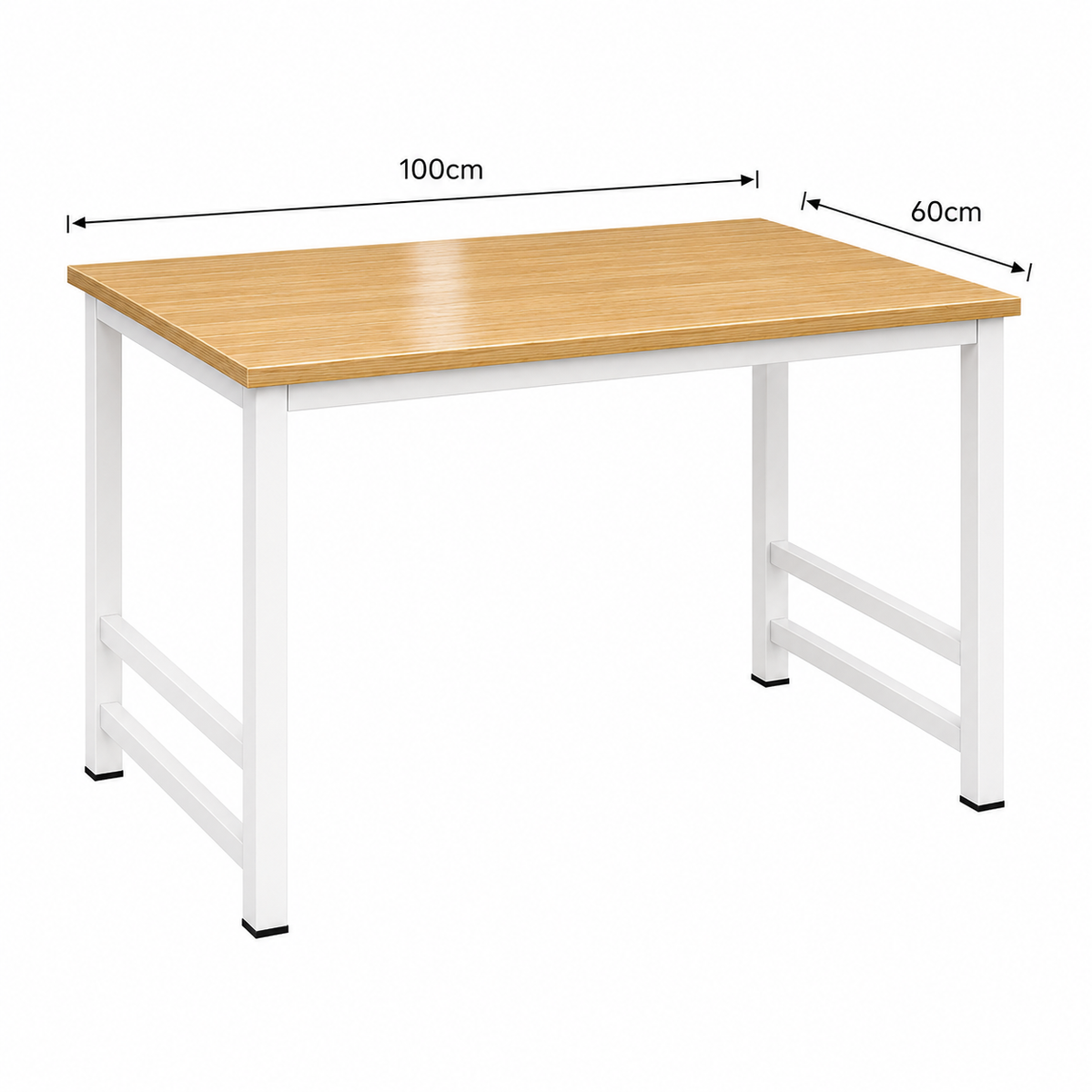 Student Desk Computer Workstation White with Brown Top - Modern and Functional Study Furniture