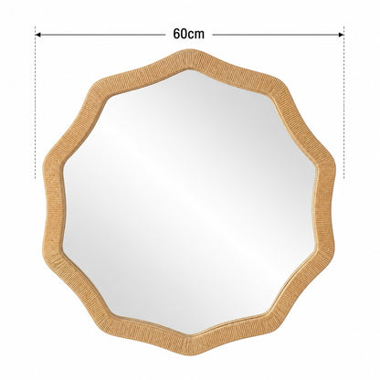 Boho Rattan Wave Edge Wall Mirror
