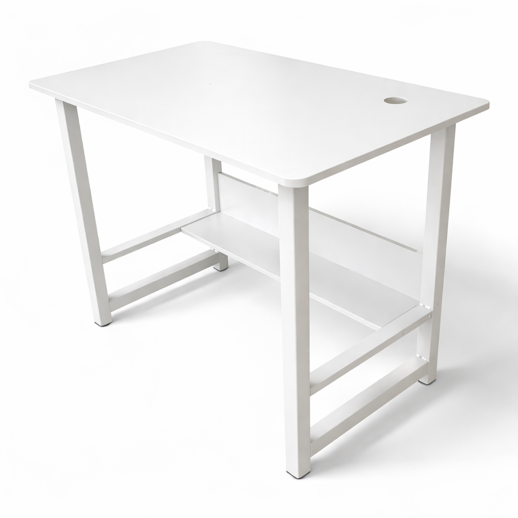 Student Desk Computer Workstation with Shelf - 100cm Width White for Home Office - Sub Urban Decor