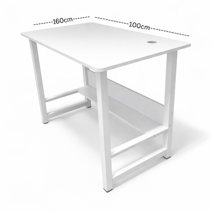 Student Desk Computer Workstation with Shelf - 100cm Width White for Home Office - Sub Urban Decor