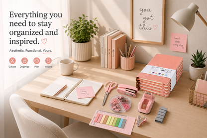 A5 Hardcover Notebooks with Ribbon Bookmarks, Pink, Lined Pages, Pack of 5 - Sub Urban Decor