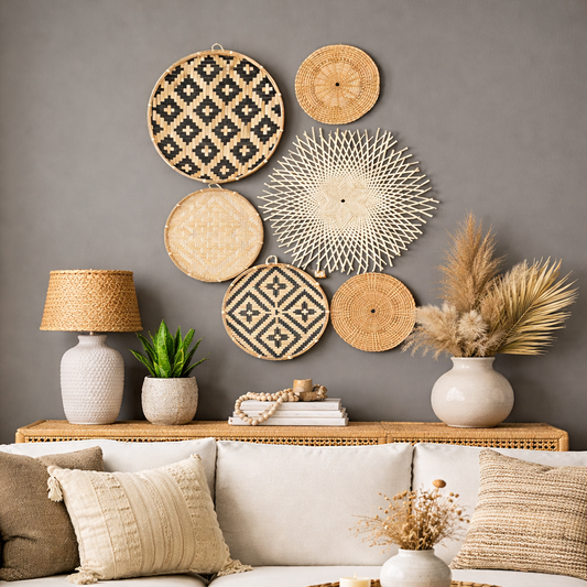 6 Piece Wall Decor Sea Grass Woven Basket - Sub Urban Decor