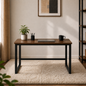 Student Desk Computer Workstation Black with Brown Top - Stylish Home Office Desk