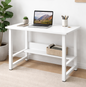 Student Desk Computer Workstation with Shelf - 100cm Width White for Home Office - Sub Urban Decor