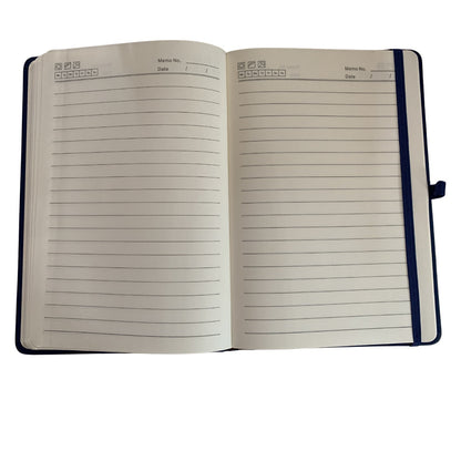 A5 Hardcover Notebooks with Ribbon Bookmarks, Blue, Lined Pages, Pack of 5