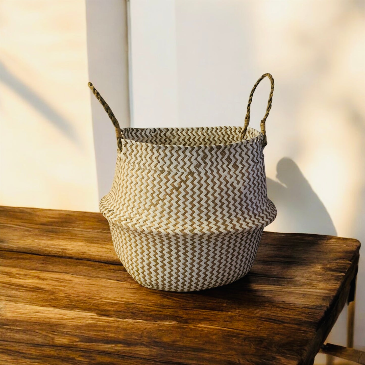 Seagrass Two Tone Belly Planter Basket