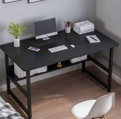 Student Desk Computer Workstation with Shelf- 100cm Width Black