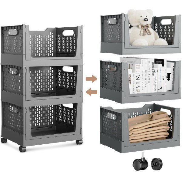 Set of 3 Collapsible Storage Boxes on Wheels