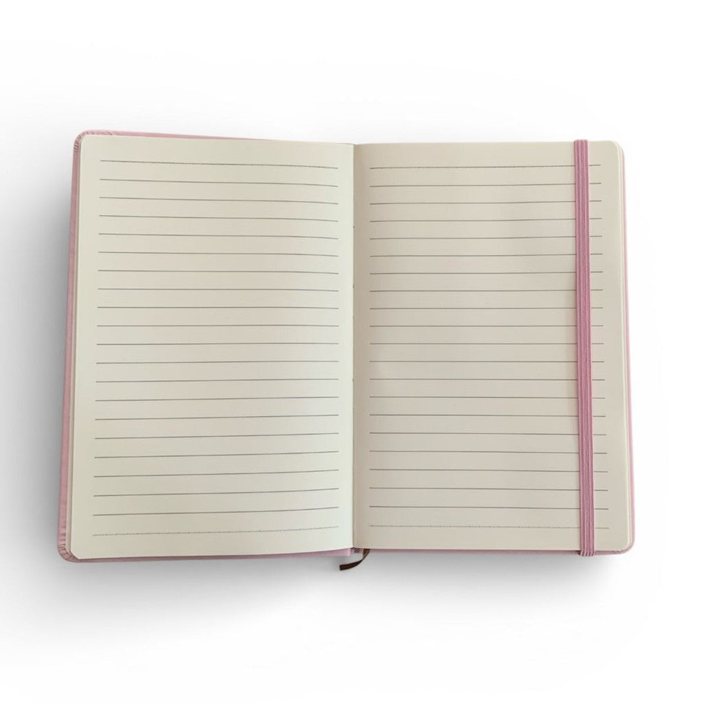 A5 Hardcover Notebooks with Ribbon Bookmarks, Pink, Lined Pages, Pack of 5 - Sub Urban Decor