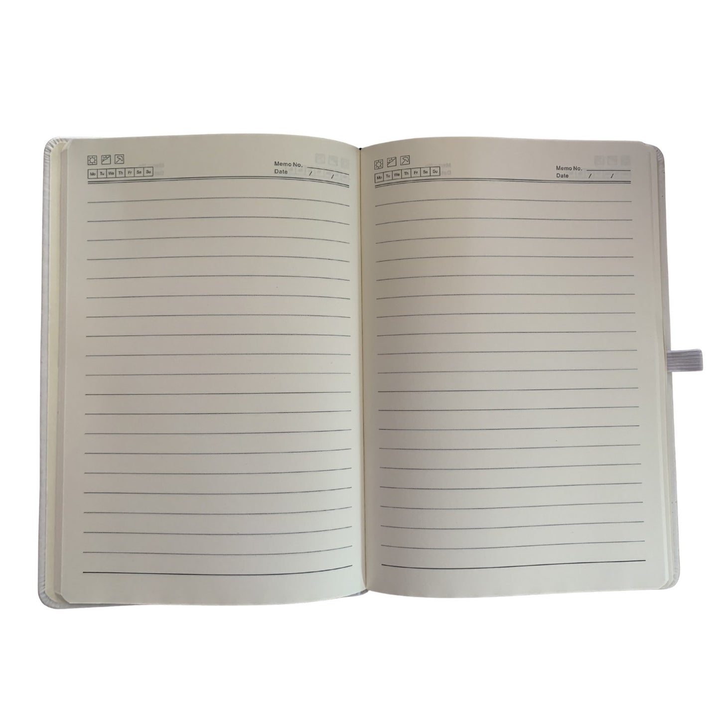 A5 Hardcover Notebooks with Ribbon Bookmarks, White, Lined Pages, Pack of 5